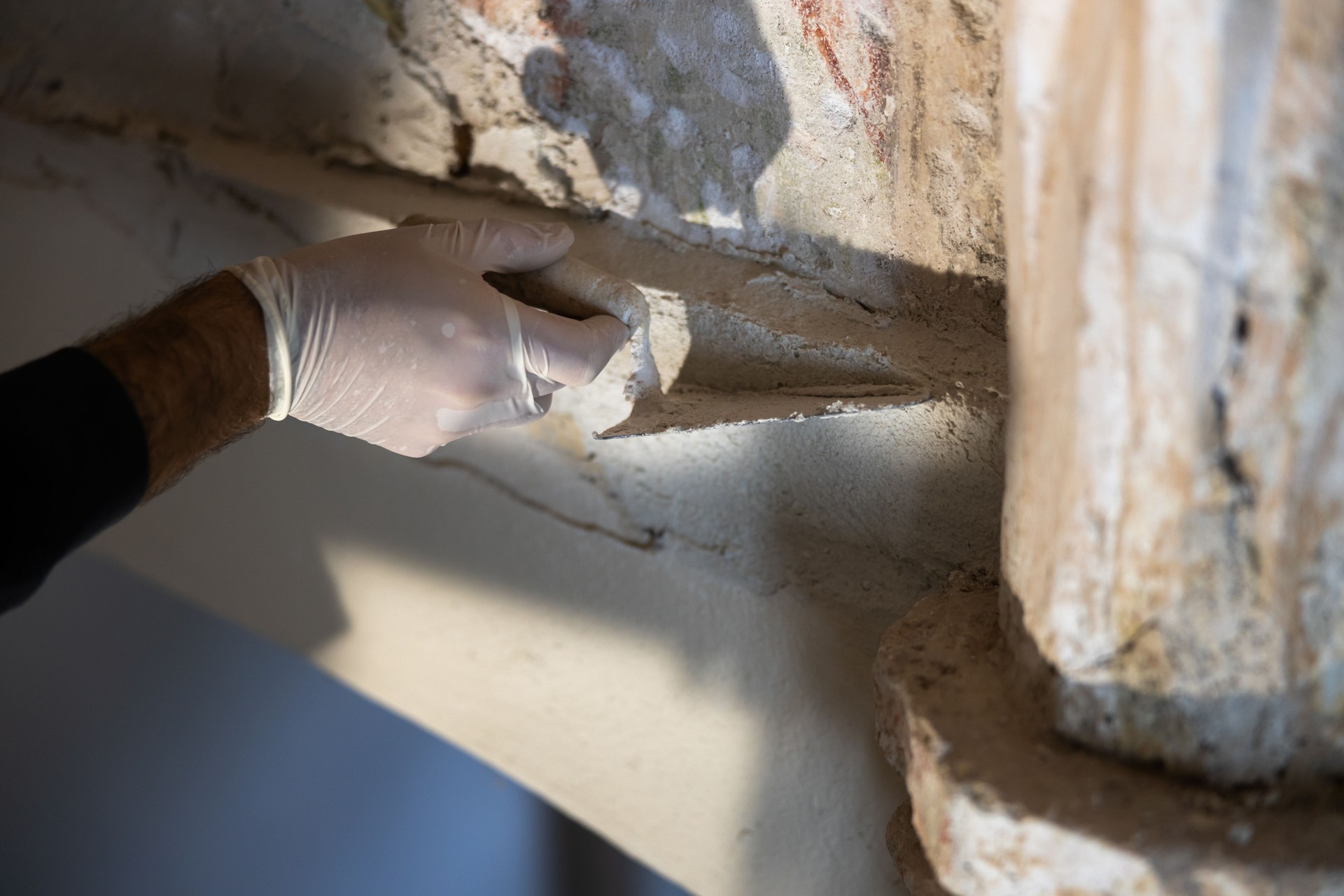 Renovation Work on Gothic Church Columns and Walls